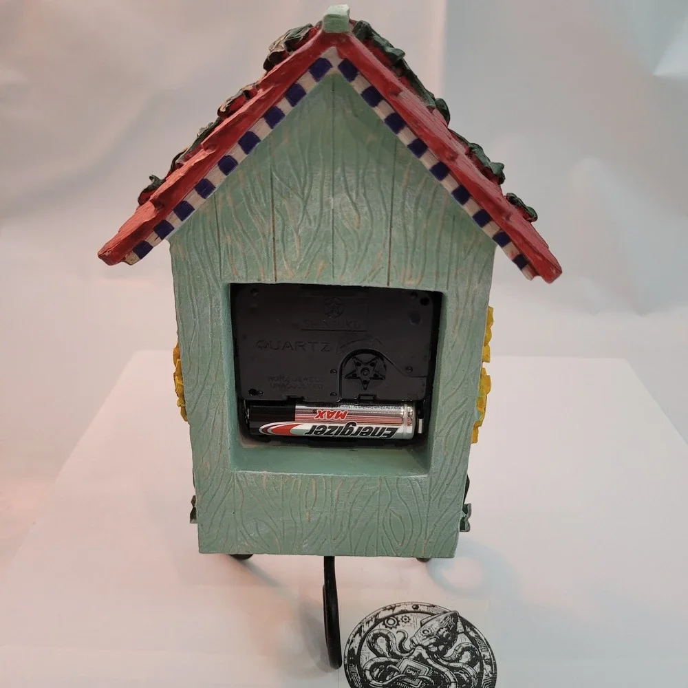 Russ Berrie Birdhouse Table Clock Quartz Sunflower Blue Bird Vintage Decor‎